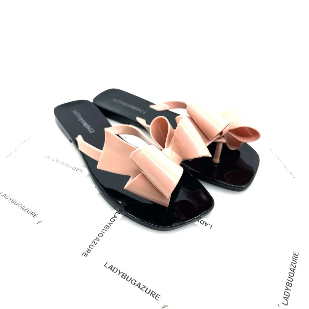 NWOB Jeffrey Campbell Black and Pink Bow Sandals Size 7 EUR 38 - Picture 3 of 10